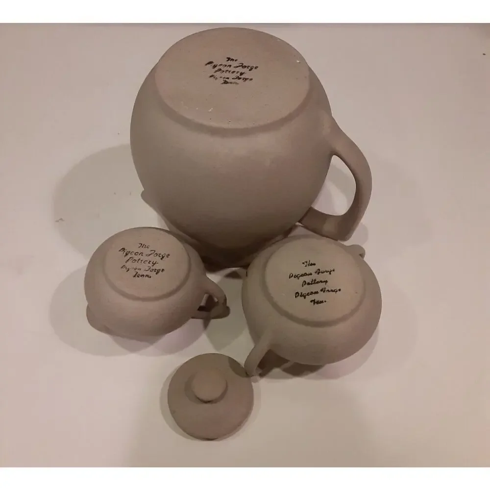 Pigeon Forge Pottery Dogwood Collection Creamer,Sugar,Tea Pot